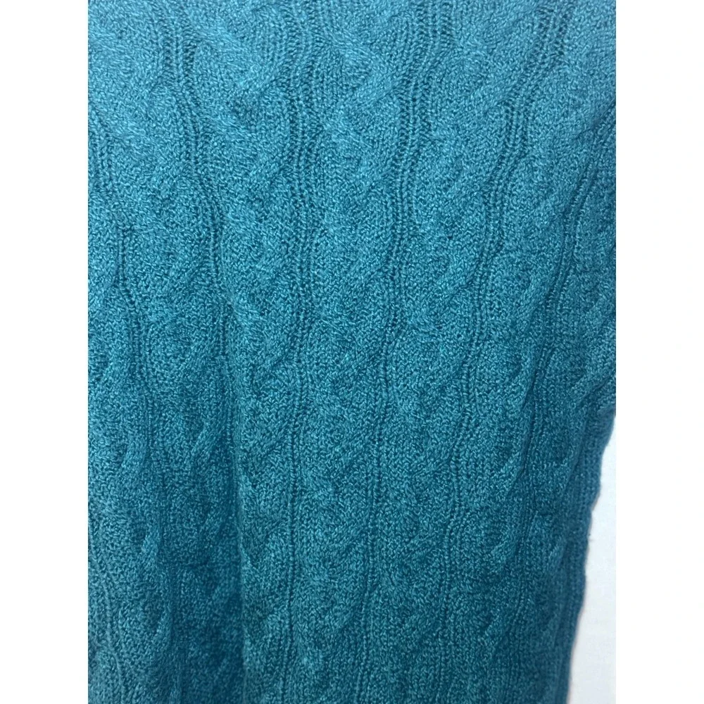 J. Crew Cable Knit Sweater Womens S Teal Blue Crewneck Classic Preppy
